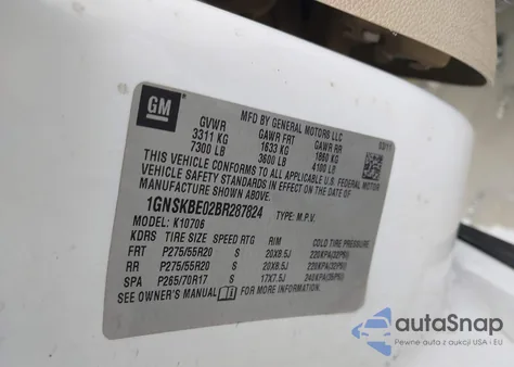 2011 Chevrolet Tahoe Lt from USA, damaged, VIN 1GNSKBE02BR287824